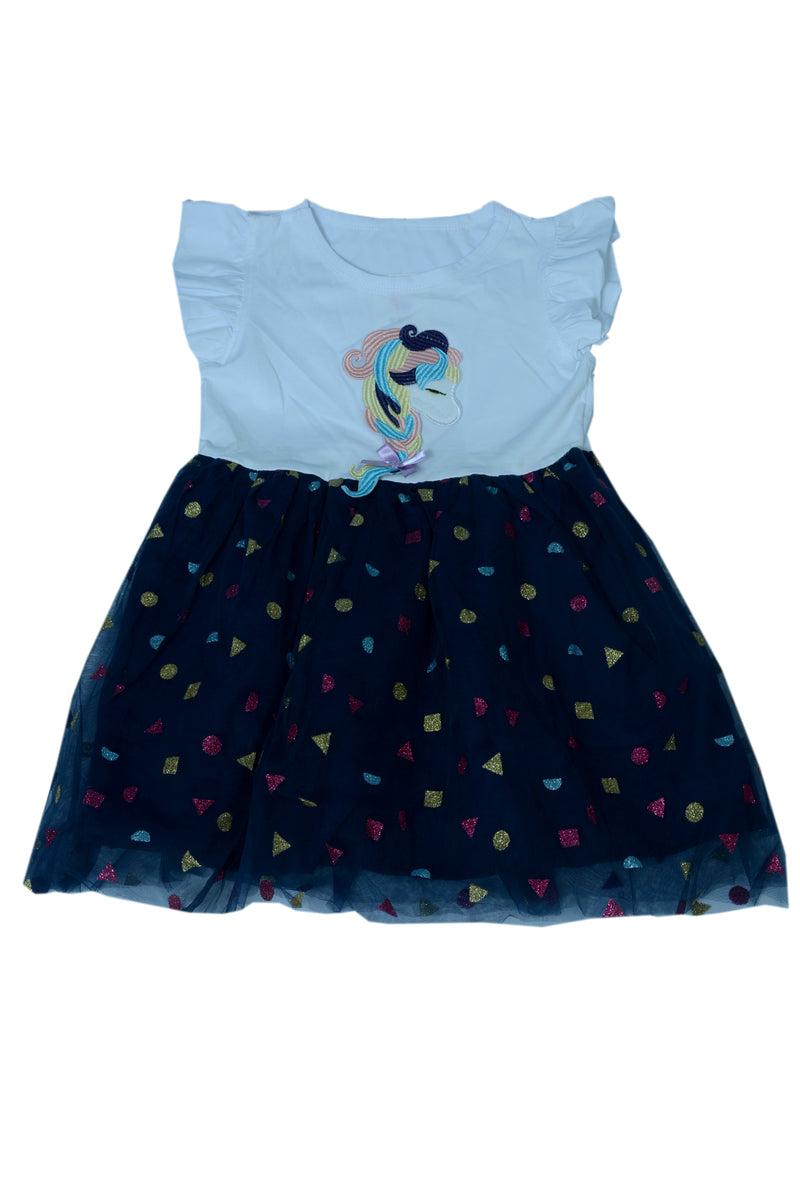 White & blue Unicorn frock