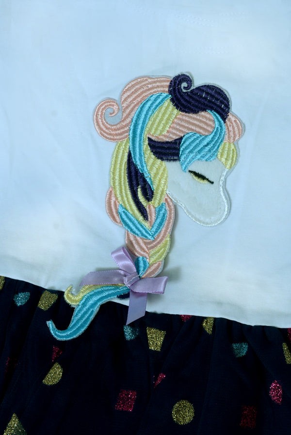 White & blue Unicorn frock