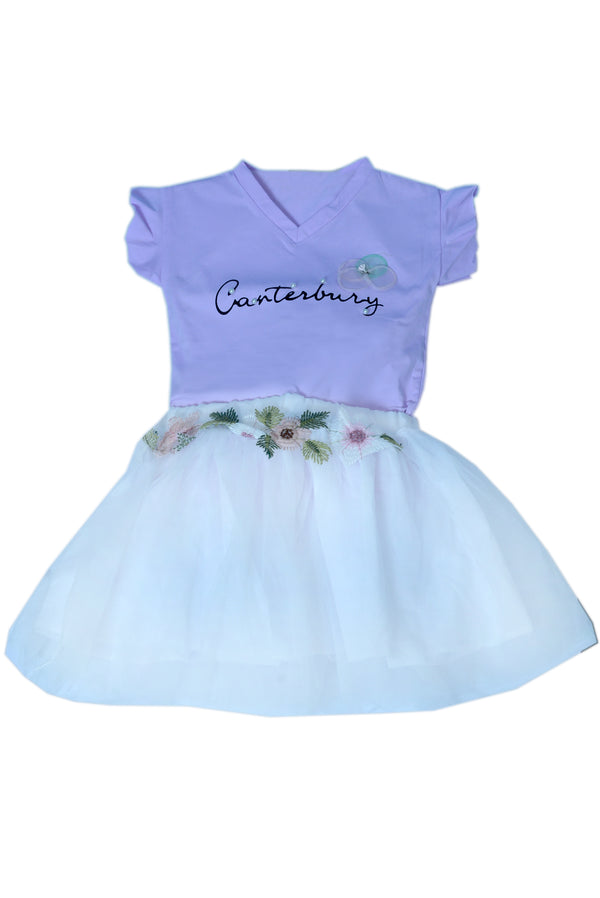 Purple & White skirt and shirt