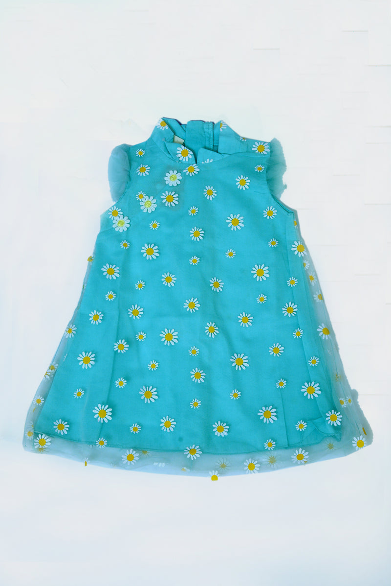 Aqua blue A line dress
